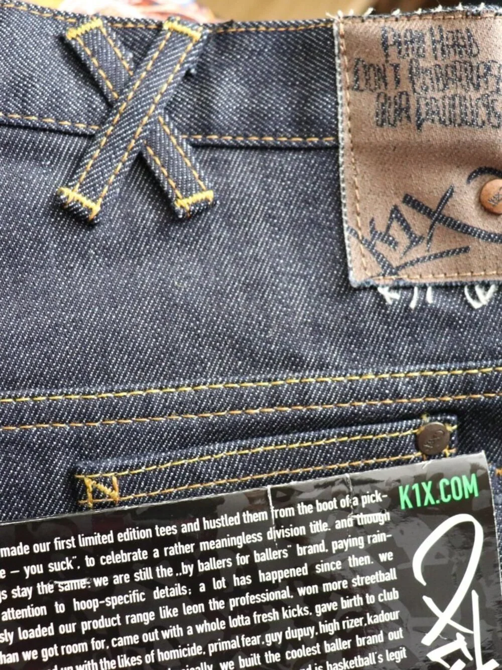 K1X Nation of Hoops Men’s Jeans *38 x 34 Dark Rinse Button Fly Streetwear NWT